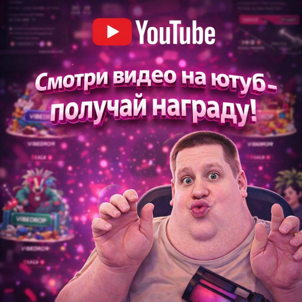 Смотри видео на YOUTUBE и получай VIBECOINS!